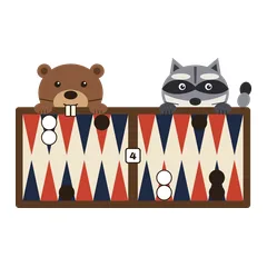 Backgammon Motiv Beaver vs. Raccoon
